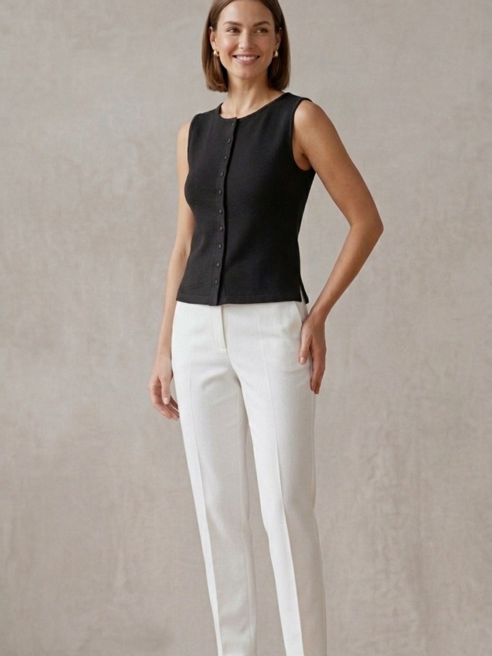 Madewell Black Sleeveless Button-Front Tank